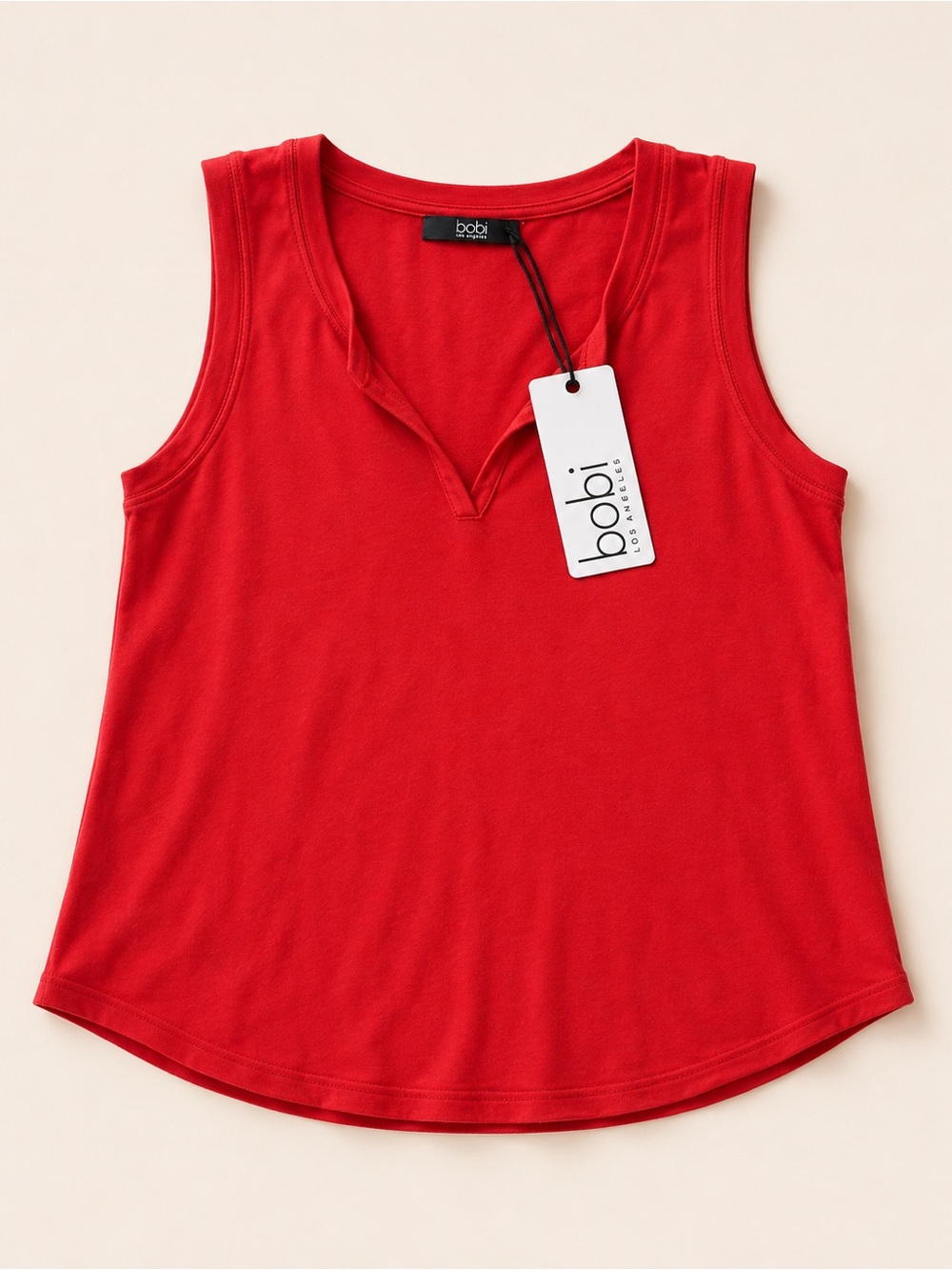 bobi Red V-Notch Sleeveless Tank Top